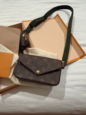 Louis Vuitton Monogram Crossbody with Olive Green Strap